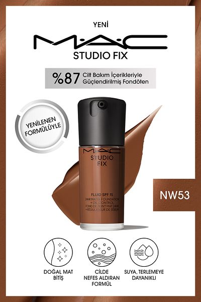 M.A.C Matte Foundation Lasting up to 24 Hours - Studio Fix Fluid Spf15 - Color: Nw53 - 30ml