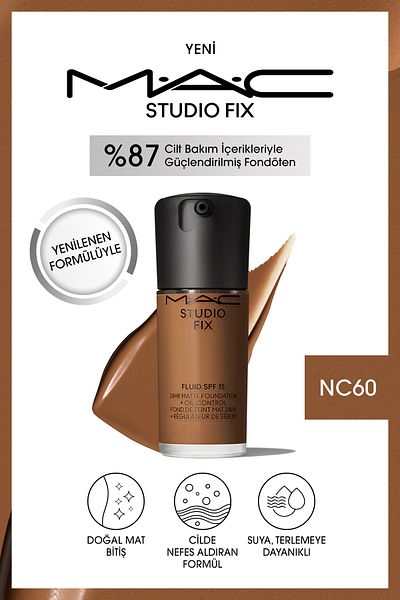 M.A.C Matte Foundation Lasting up to 24 Hours - Studio Fix Fluid Spf15 - Color: Nc60 - 30ml