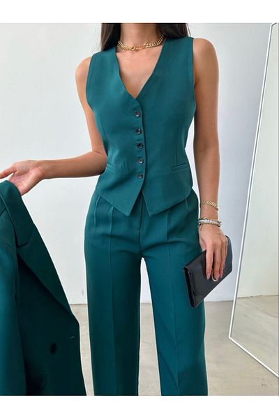 MYGİYİMİSTANBUL jacket vest palazzo pants 3-piece suit