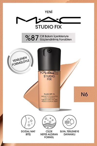 M.A.C Studio Fix Fluid Spf 15 Mat Foundation-N 6 30 ml