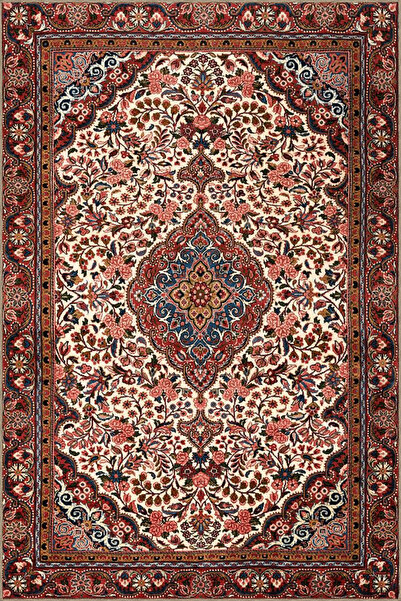 Rugs Modern Halı Çok Renkli Geleneksel Motif Çiçek Gül Desenli Vintage Dekora...