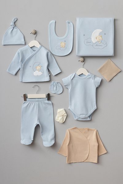 Bebitof Sweet Dreams Patterned 10 Piece Boxed Hospital Discharge Set