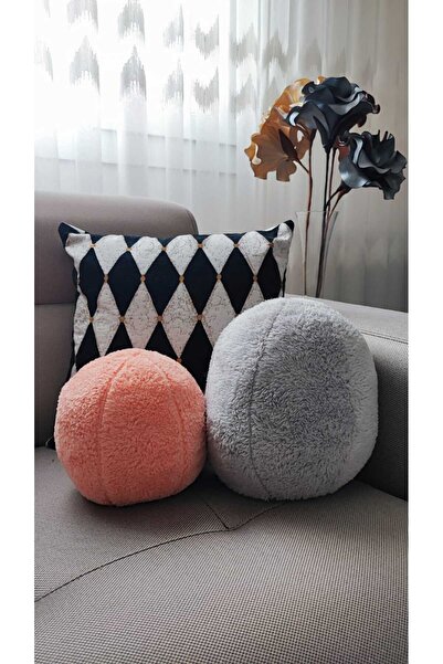 oneplise طقم وسادة / وسادة رمي الكرة باللون الرمادي الكبير مكون من قطعتين - س...