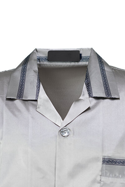 Ottoland Чоловічий класичний піжамний комплект Преміум шовковистий сатиновий матеріал Елегантні смужки Кишені Повна посадка