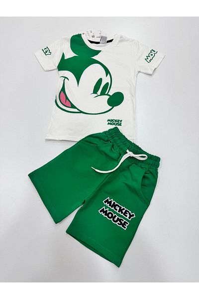 Esterella Eric Donald Combed Cotton Suit - Mickey Printed, Short Sleeve, Shorts Men's/kids Suit