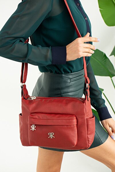 GALB LEATHER Missi Red Soft Style Women's Shoulder Bag 22x26 Size MG5-4009