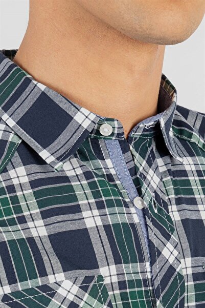 Tudors Cămașă pentru bărbați, cu mânecă scurtă, în carouri, cu două buzunar