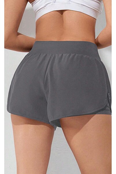 GHASSY CO. Ghassy Co. Kadın 2 in 1 Running Sports Athletic Gym Telefon Cepli Kısa Taytlı Şort