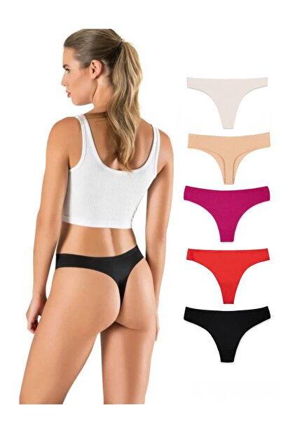 yokyokcollection 5 Pieces Laser Cut Women's Thong Panties - No Trace