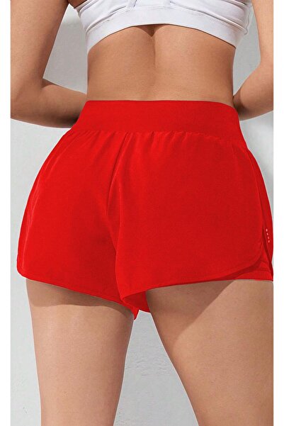 GHASSY CO. Ghassy Co. Kadın 2 in 1 Running Sports Athletic Gym Telefon Cepli Kısa Taytlı Şort