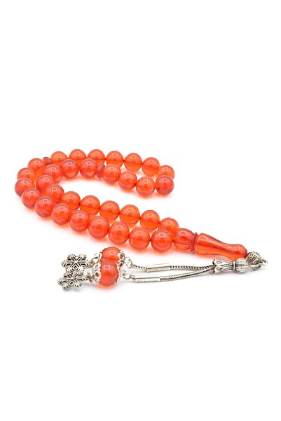 Murty99 Placat cu argint portocaliu - Glob cu ciucuri Crimping Amber Tasbih