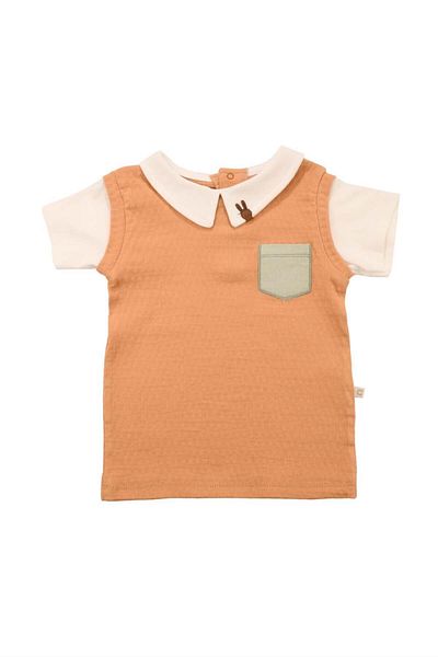 Carmin Baby Collared Pocket Detailed Baby 2-Piece Set Tile