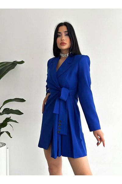 Bella Breeze Rochie jachetă cu pliuri laterale și cu nasturi pentru damă