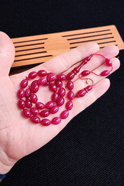 Vip Kehribar 8x12 ملم لون الكرز - مسبحة صلاة فاتح إرباباشان ماستر