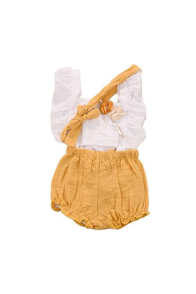 Ronix Frilly Rose Snap Salopet Yellow Set