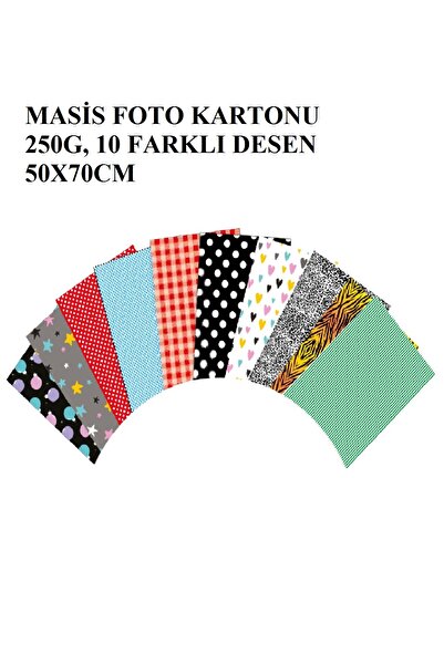Masis KarmaOfis 50x70 cm Desenli Fon Kartonu 10'lu Karışık renk