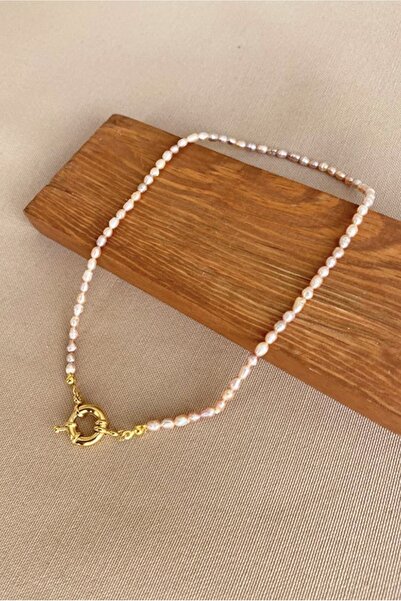 MİRSTAR GERÇEK PEMBE İNCİ, ARPA İNCİ KOLYE