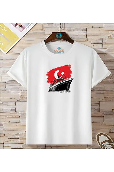 Gölge Store Ataturk Moon Star Bandırma Chest Printed Oversize Unisex T-Shirt