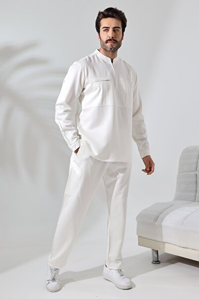 Reis Cream Viscose Shirt Hajj Umrah Set