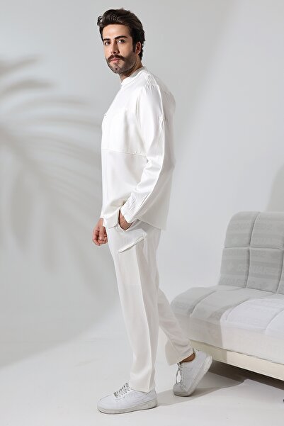 Reis Cream Viscose Shirt Hajj Umrah Set