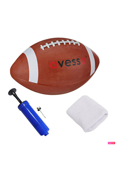 AVESSA Kauçuk Amerikan Futbol Topu 430 gr Standart Boy + Pompa + Havlu Bileklik