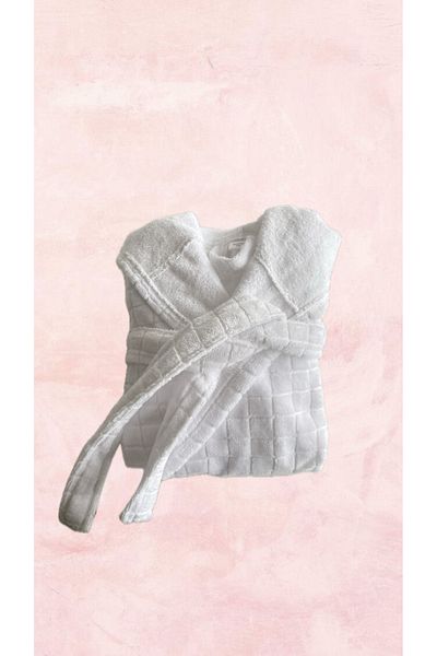 HIZSOY TEKSTİL Ultra Lux Hooded Jacquard Bathrobe - 100% Cotton Comfort - Silk Touch