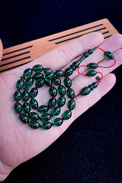 Vip Kehribar Petrol Green Fatih Erbabacan Master - 8x12mm مسبحة عنبر النرد