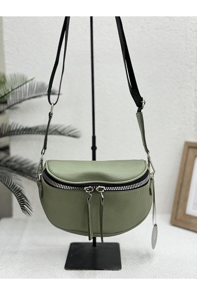 Jacquline IM357-5 ZIPPER DETAILED LEATHER CROSSBODY BAG WOMEN