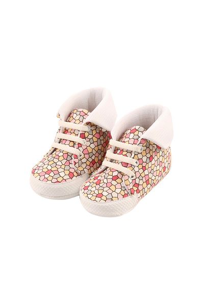Bebiccino Honeycomb Pattern Collared İlkadım Shoes Pink