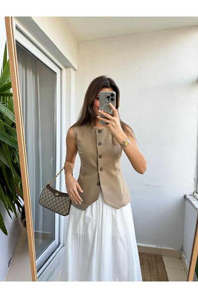 My Blog Mink Waist Sitting Buttoned Front Cotton Vest