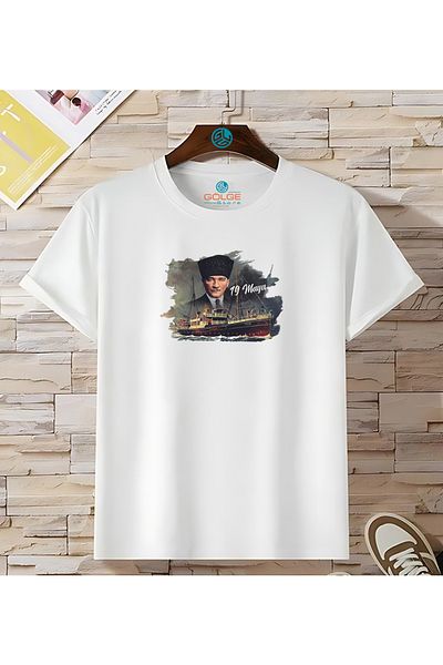 Gölge Store Ataturk 19 May Bandırma Chest Printed Oversize Unisex T-Shirt
