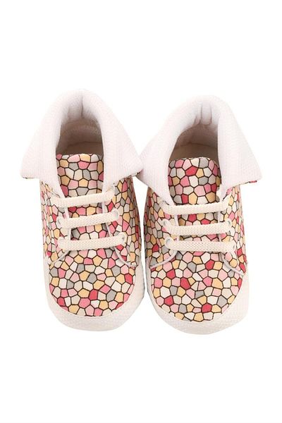 Bebiccino Honeycomb Pattern Collared İlkadım Shoes Pink