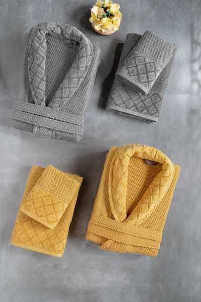 Pierre Cardin Anthracite-Mustard Soft Diamond Family Set