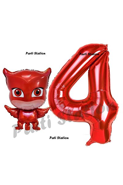 Parti Station Pijamaskeliler Baykuş Kız Balon 4 Yaş Doğum Günü Set PjMasks Ko...