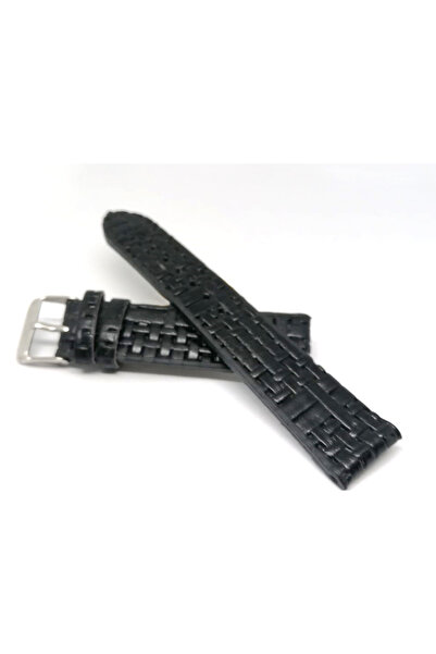 FADO سوار ساعة من القش مناسب لكل ساعة 20 ملم باللون الأسود