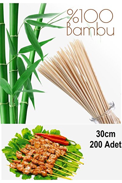 Depolife Bambu Çöp Şiş 200 lü mangal gril barbekü ızgara için tek kullanımlık...