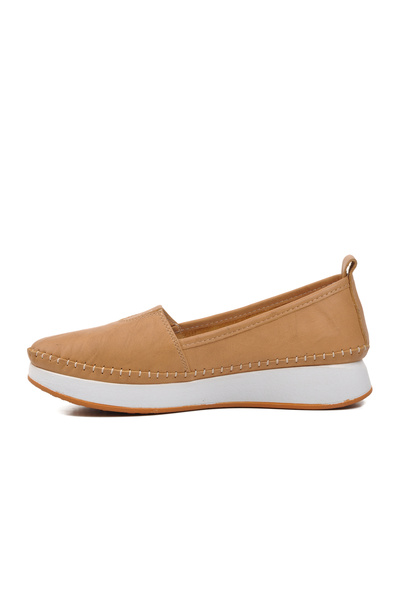 AYAKMOD 24075 Beige Genuine Leather Women's Casual Shoes