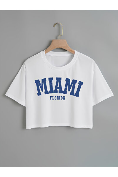 Ginevra Дамска тениска с овърсайз окън деколте и щампа Маями