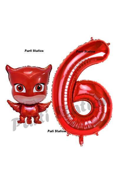 Parti Station Pijamaskeliler Baykuş Kız Balon 6 Yaş Doğum Günü Set PjMasks Ko...
