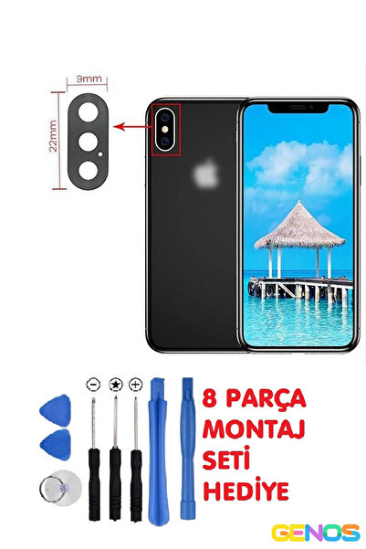 Genos Iphone X Arka Kamera Camı Kamera Lensi + Tamir Seti