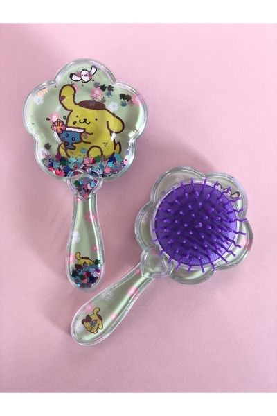 synshop Sanrio Pompompurin Cute Dog Kawai Brush - Χτένισμα μαλλιών με μοτίβο σιλικόνης, παγιέτες και αστέρια