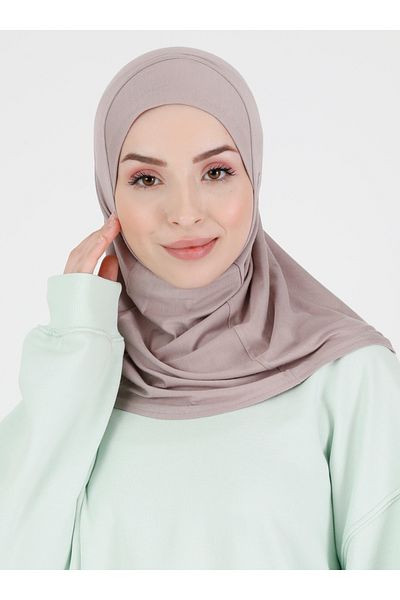 Ecardin Athletic Comfortable Ready Plain Hijab - Sports Hanfendy Series, St 043 Smoke Rose