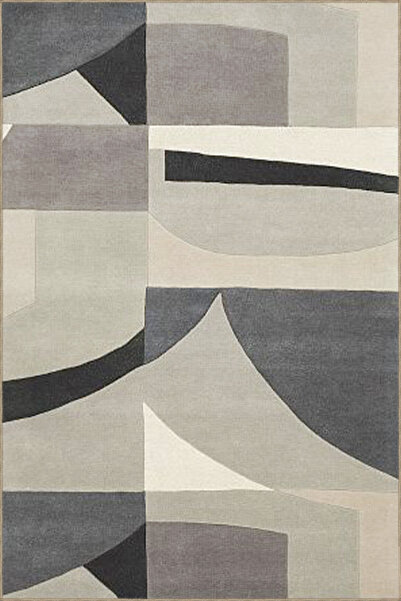 Rugs Modern Halı Cream Gray Geometric Patterned Woven Base Miravip822