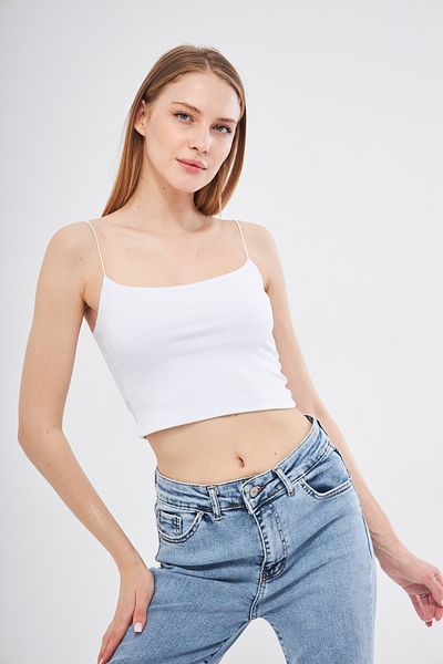 brako tekstil Woman's White Crop Body with Strap