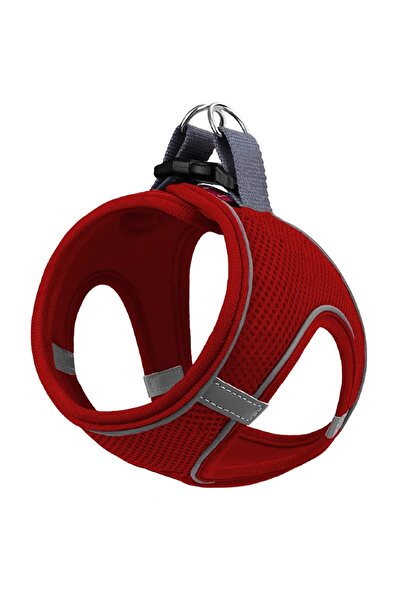 Mry ميتا Air Mesh Cat Dog Chest Collar مع عاكس مزدوج، غير متعرق أحمر / أحمر