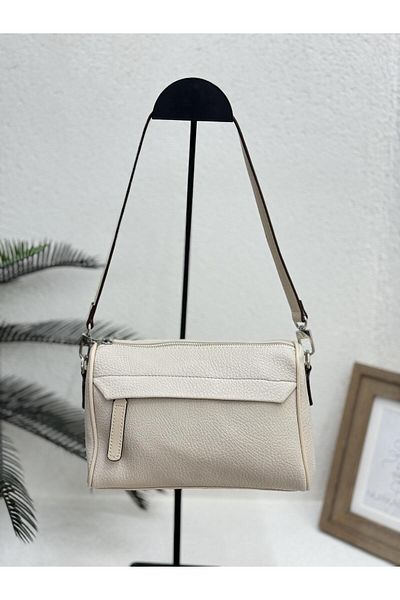 Jacquline IM541 FRONT POCKET DETAIL TWO EYE BOTH HANDLE BOTH CROSS LEATHER BAG WOMEN