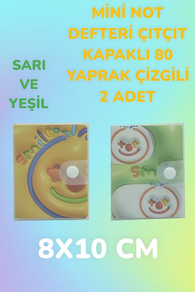 SEYFİKİRTASİYE MINI NOTEBOOK WITH STRAP COVER 80 SHEETS STRIPES 2 PIECES 8X10 CM