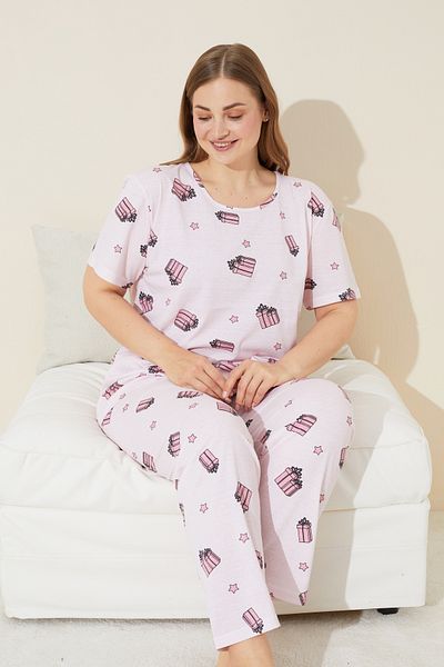 Siyah İnci ροζ κουτί δώρου Knitted Curve Plus Size Σετ πιτζάμες King Size