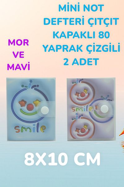 SEYFİKİRTASİYE MINI NOTEBOOK WITH STRAP COVER 80 SHEETS STRIPES 2 PIECES 8X10 CM