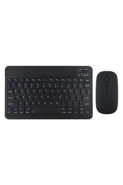 Genel Markalar Lenovo Tab M11 Tb330Fu 11" Uyumlu Kablosuz Bluetooth Şarj Edilebilir Mini Q Klavye Mouse Set - Siyah